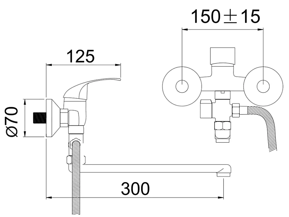 Смеситель для ванны с длинным изливом излив 30см Gota Rocio Cordoba G135710 (721904) $
