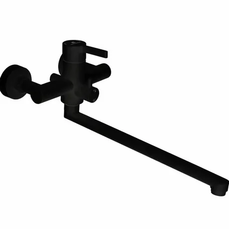 Смеситель для ванны с длинным изливом излив 30см черный Gota Rocio G016094