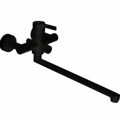Смеситель для ванны с длинным изливом излив 30см черный Gota Rocio G016094