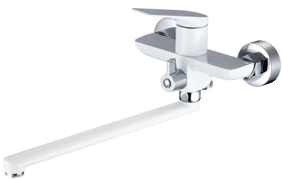 Смеситель для ванны с длин. изливом и гарн. SOLEN WHITE 59223