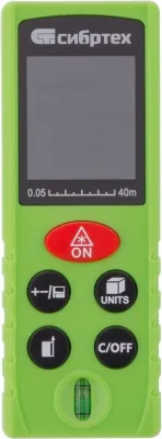Дальномер лазерный 40м, с пузырьковым уровнем Сибртех PM-40 38010