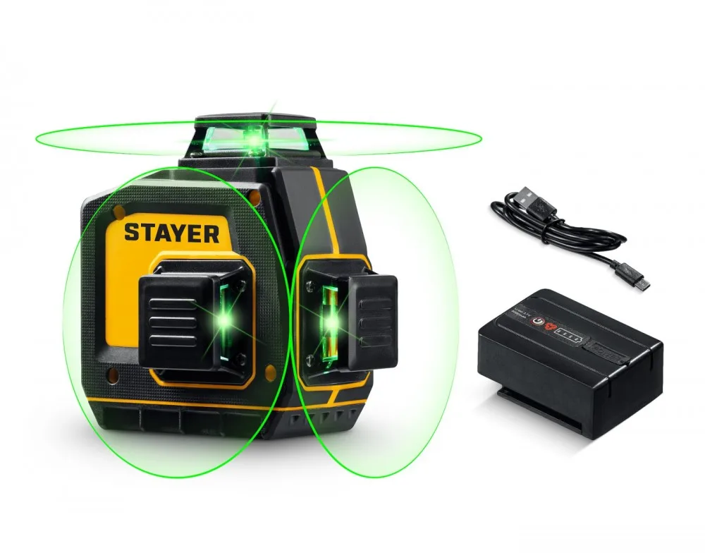 Нивелир лазерный STAYER SLM 50м, точн. +/-0,5 мм/м зел. 34963