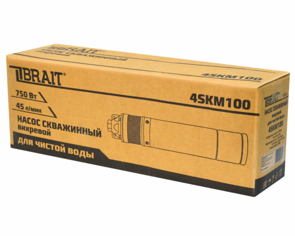 Насос скважинный вихревой BRAIT 4SKM100 750Вт