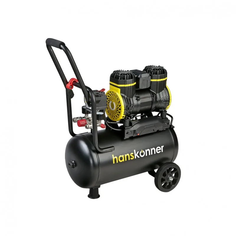 Компрессор Hanskonner HAC241 воздушный безмасляный 1450 Вт, 240л/мин, ресивер 24л, 8 бар