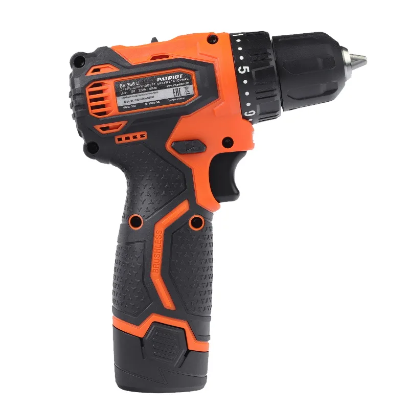 Дрель аккумуляторная PATRIOT BR368Li (12V,Li-ion 2акк*2,0Ач, 45Нм,кейс)