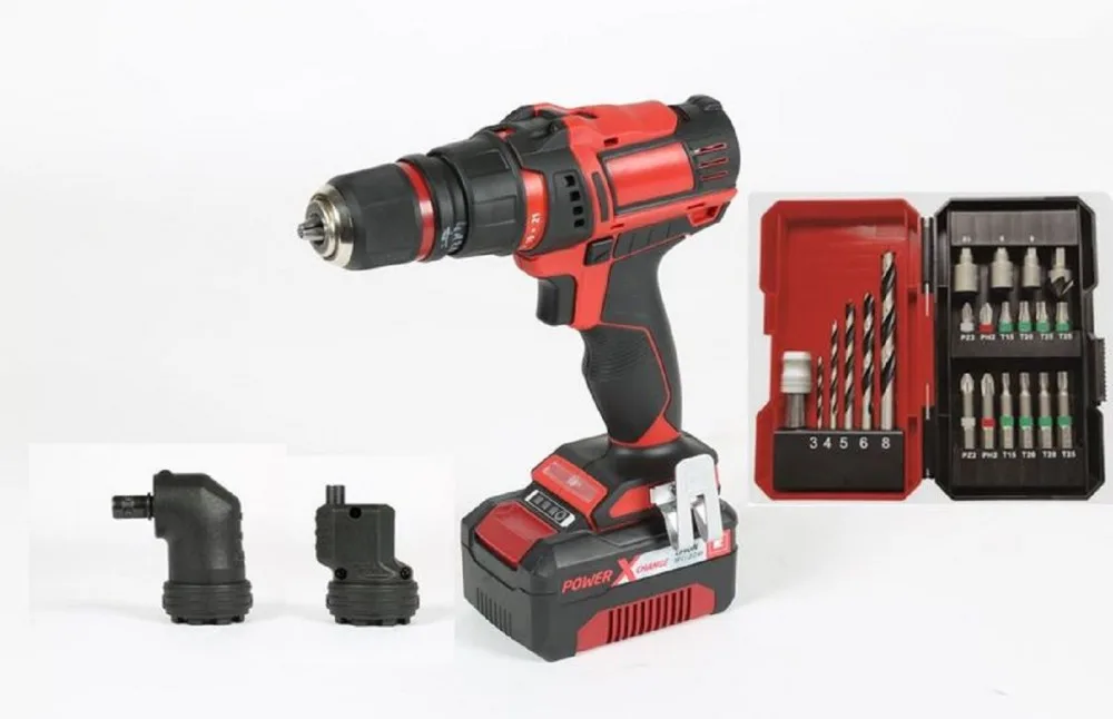 Дрель аккумуляторная EINHELL TE-CD 18/45 3X-Li (АКБ 1*2Ач, ЗУ, + набор 22 предмета) 4513990