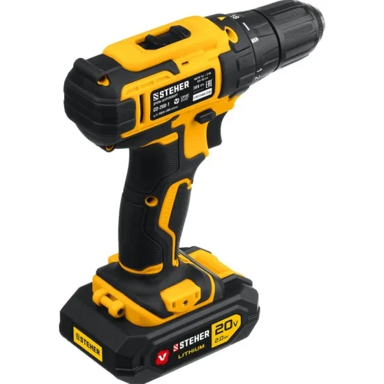 Дрель аккумуляторная 20В 1 АКБ (2Ач) в кейсе STEHER CD-200-1
