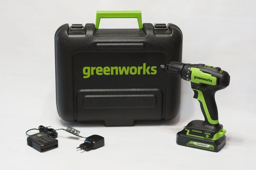 Дрель аккумуляторная GreenWorks GD24DD35K2 (24V,1*2Ач и ЗУ в кейсе) 3704007UA