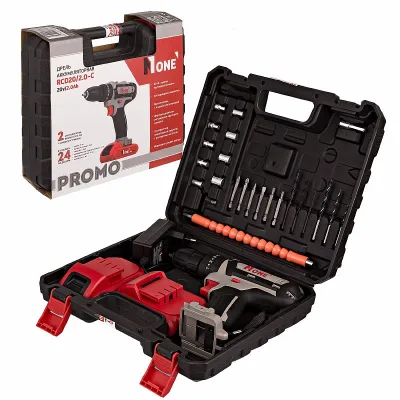 Дрель акк Number One RCD20/2.0-C-PROMO (ударная, 20В,2*2Ah,32Hm,24 предм,.в компл,кейс)