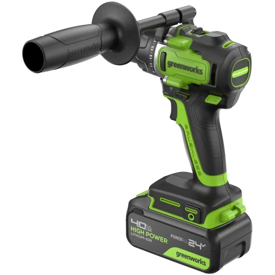 Дрель-шуруповерт аккум. Greenworks GD24DD90 (24V, б/щет, 45/90Нм,1x4Ач,ЗУ,кор) 3707507CUB