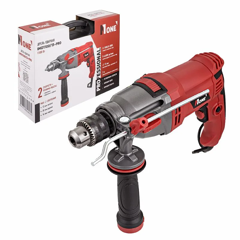 Дрель ударная Number One IMD1100/13-PRO (Н) (1100Вт,2скорости,рег.скор,метал.корп,реверс,КЕЙС ) №1