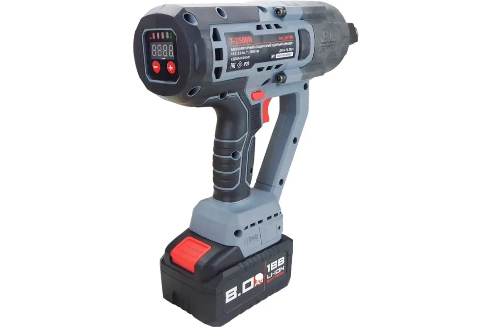 Гайковерт акк ProfiPower T-2500N (Li-ion 1*8Ач,2500Нм,б/щ, ЗУ, кейс) E0189