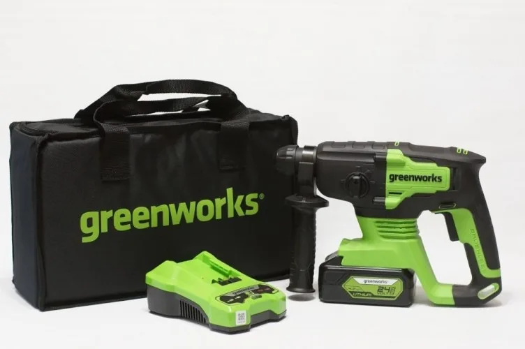 Перфоратор акк. Greenworks GD24SDS2K4 (2ДЖ, 24V, c 1*4Ач и ЗУ, в сумке) 3803007UB