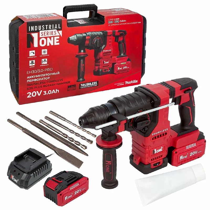 Перфоратор акк Number One EH30/3.0-PRO (20V.2акк,3,0Ач,З/У,3-х реж.платформа MAKITA) №1