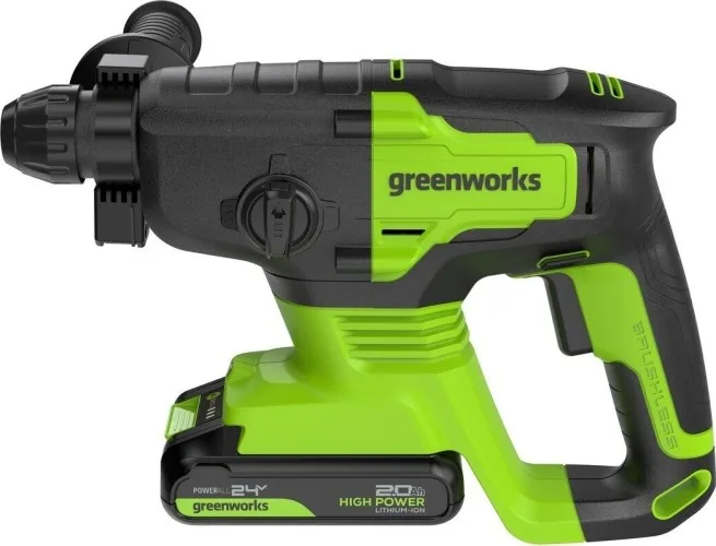 Перфоратор аккумуляторный Greenworks GD24SDS2 (2Дж, 4500уд/мин, 24мм, 1АКБ*2,0Ач, ЗУ) 3803007CUA