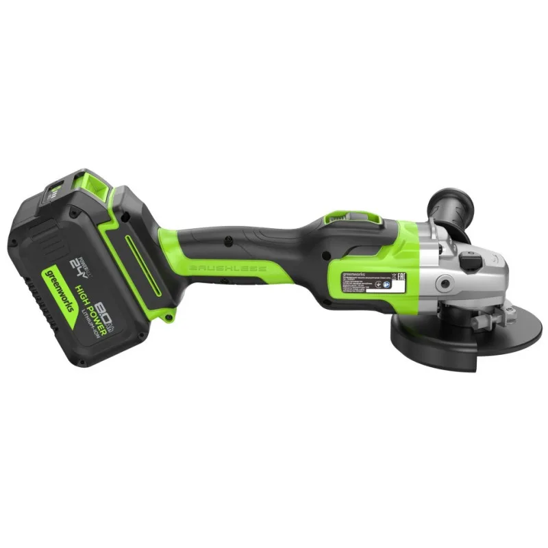Угловая шлифовальная машина акк. Greenworks GD24AG (24V,бесщ.,1*8Ач и ЗУ) 3200207CUH