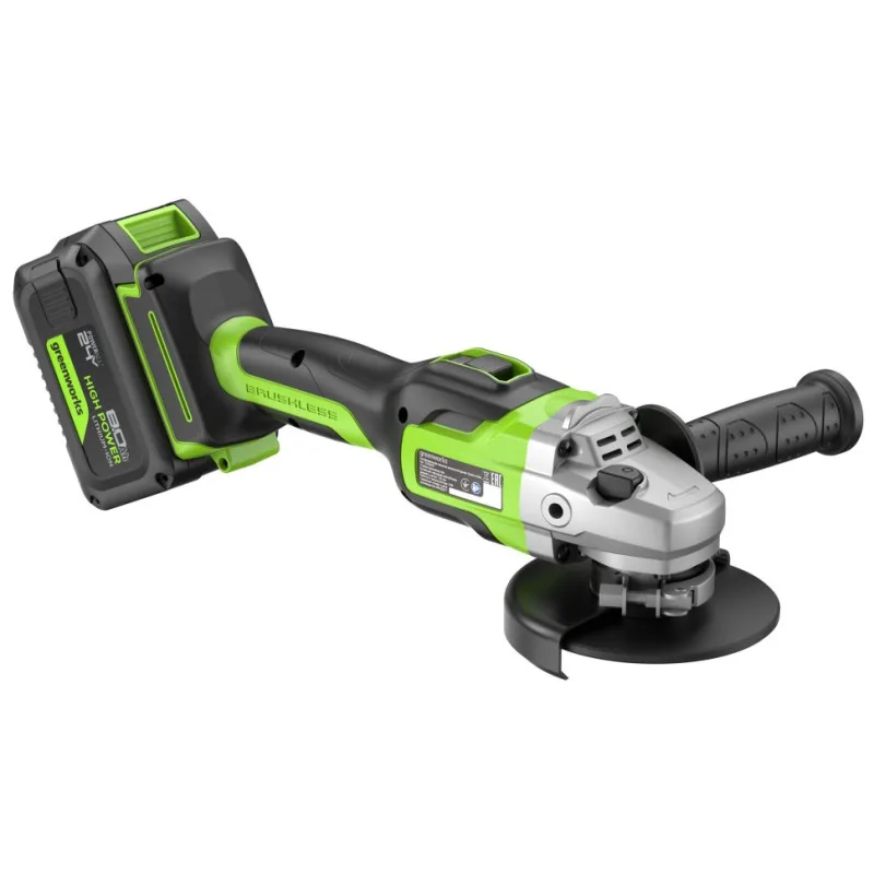 Угловая шлифовальная машина акк. Greenworks GD24AG (24V,бесщ.,1*8Ач и ЗУ) 3200207CUH