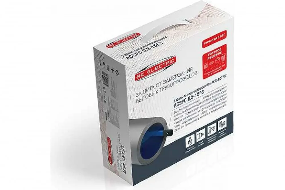 Кабель в трубу саморегулирующийся AC ELECTRIC ACSPC 0,5-15FS-8 (комплект)