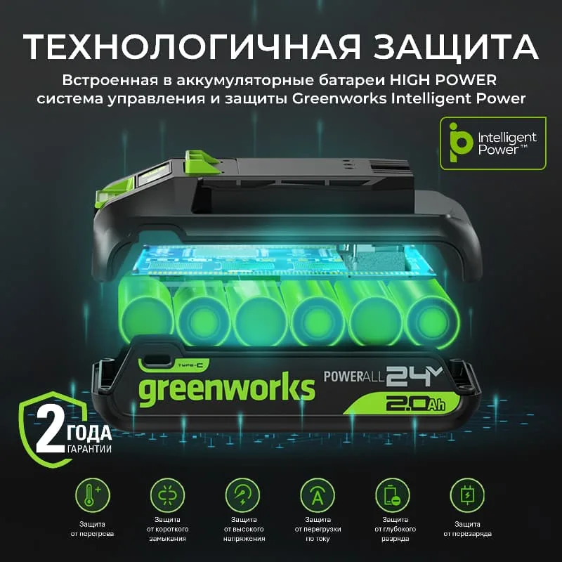 Аккумулятор Greenworks G24HP4 High Power (24V, 4Ач) 2958907