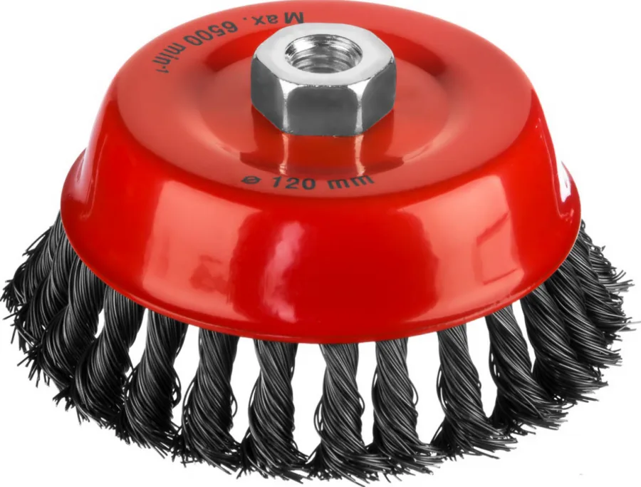 Корщетка для УШМ 120мм чашка, витая MIRAX 35104-120
