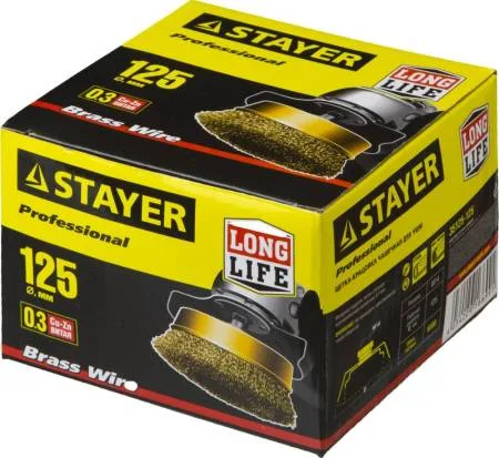 Корщетка для УШМ 125мм чашка, мягкая, латунь STAYER PROFESSIONAL 35125-125