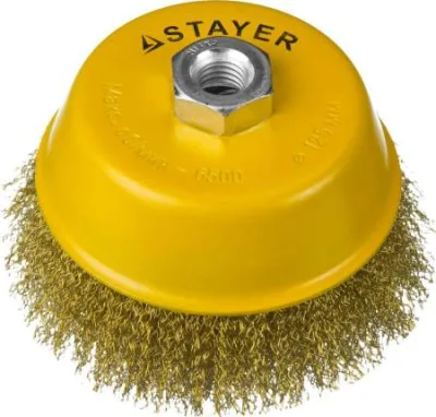 Корщетка для УШМ 125мм чашка, мягкая, латунь STAYER PROFESSIONAL 35125-125