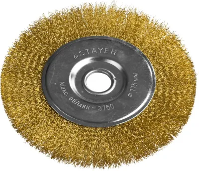 Корщетка для УШМ 175мм радиальная, мягкая, латунь STAYER PROFESSIONAL 35122-175