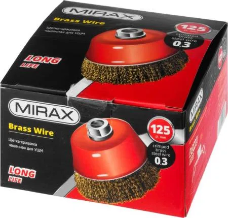 Корщетка для УШМ 125мм чашка, мягкая, латунь MIRAX 35142-125