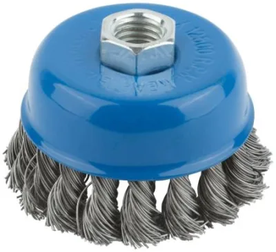 Корщетка для УШМ 75мм чашка, витая MOS 38952М