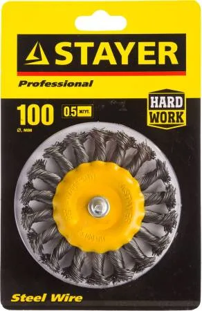Корщетка для дрели 100мм радиальная, витая STAYER 35115-100