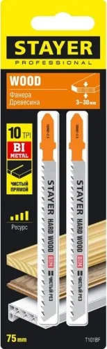 Пилка для лобзика T101BF Bi-Metall по тв/дер шаг 2,5мм STAYER 159901-2.5_z02