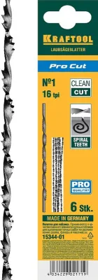 Набор полотен для лобзика №1 , 130мм, 6шт.KRAFTOOL PRO Cut 15344-01