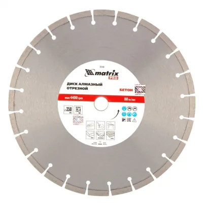 Диск алмазный 350*25,4мм Железобетон сухой/мокрый рез PRO Matrix 731103