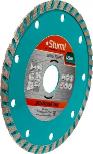 Диск алмазный 125мм Турбо сухой/влажный рез Sturm! 9020-04-125x22-T