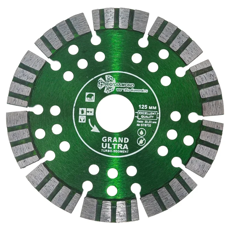 Диск алмазный 125*22,23*12 Сегмент Турбо серия Grand hot press TRIO-DIAMOND GTS732