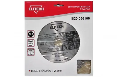 Диск пильный по дереву 230*32*48T, п/к 32*30мм, ELITECH 1820.056100