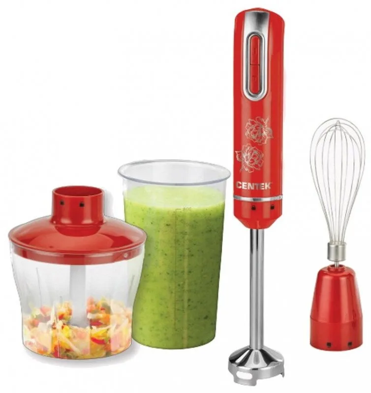 Блендер Centek CT-1339 Red (красный) 800Вт DC мотор, стакан 800 мл, чоппер 500 мл, венчик