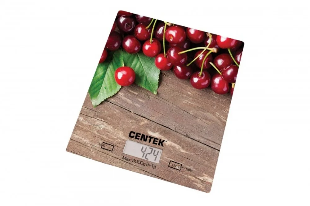 Весы кухонные Centek CT-2462 (Вишня) электронные, стеклянные, LCD, 190х200 мм, max 5кг, шаг 1г