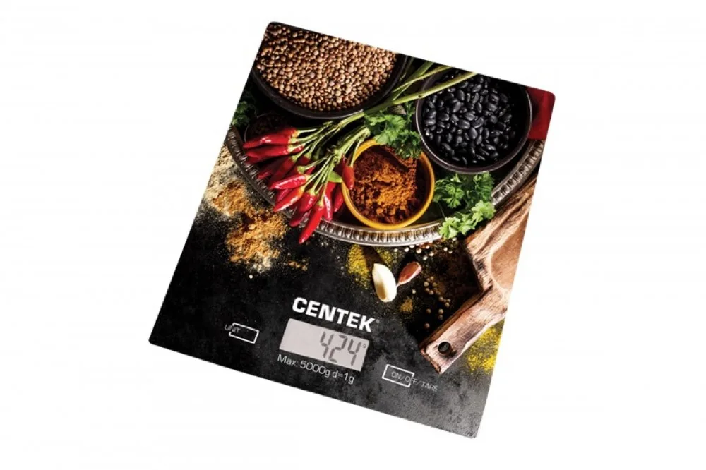 Весы кухонные Centek CT-2462 (Специи) электронные, стеклянные, LCD, 190х200 мм, max 5кг, шаг 1г