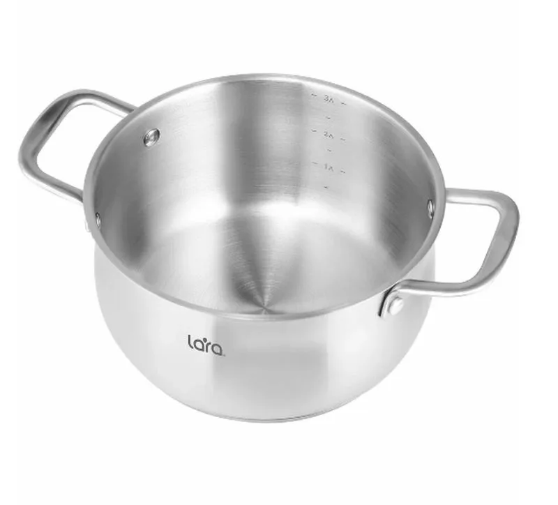 Кастрюля LARA (нерж) ПРОВАНС 24*12см 5.4л, индукционное дно, крышка LR02-354