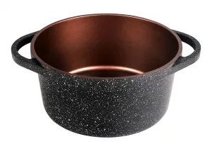 Кастрюля LARA серия Orlean 28см, 7.3л, мрамор, Bronze, капс. индукционное дно, крышка LR02-233