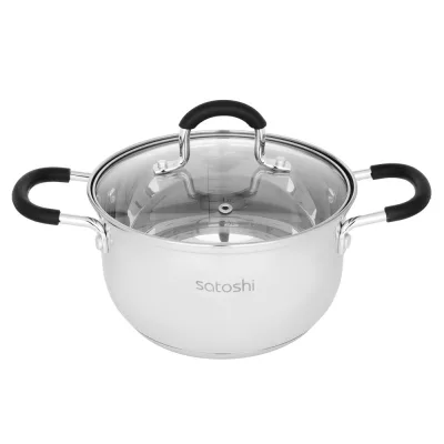 Кастрюля SATOSHI Альбер 18*10,5см, 2,5л, со стекл. крышкой, индукция 822-213