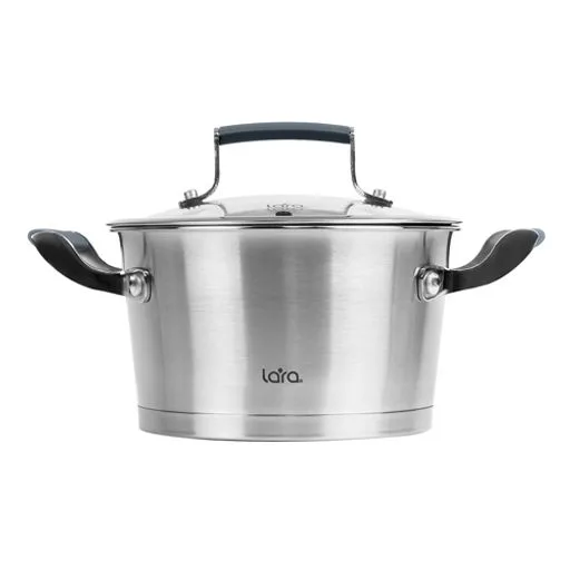 Кастрюля LARA (нерж) LR02-278 ВЕНЕРА 16*9см 1.6л, капсулированное индукционное дно, стекл. крышка