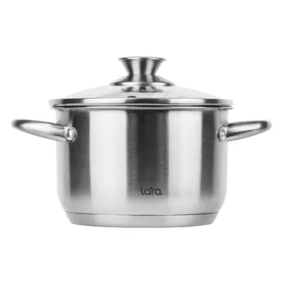 Кастрюля LARA (нерж) LR02-269 АФИНА 22*13,5см 5.1л, капсулированное индукционное дно, стекл. крышка