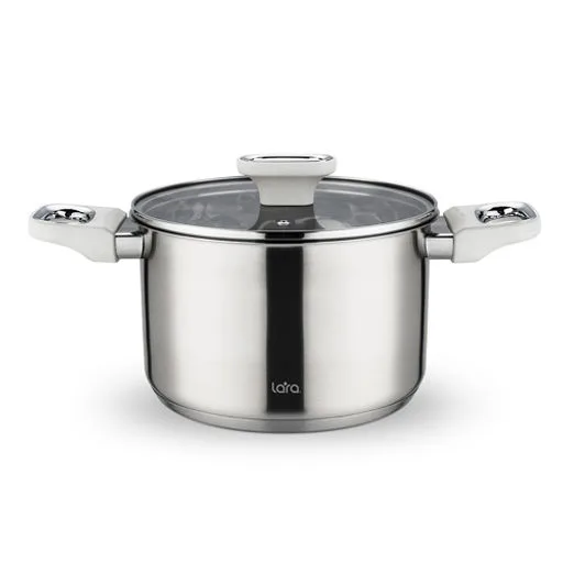 Кастрюля LARA нерж ФЛОРА 18*11,5см 2.9л, капсул индукци дно, Soft touch LR02-257