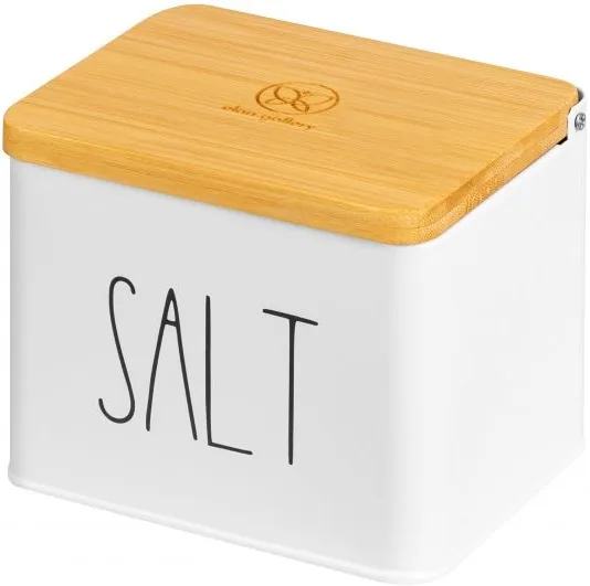 Емкость д/хранения "SALT" 1,5 л, с деревянной крышкой, белая 240313
