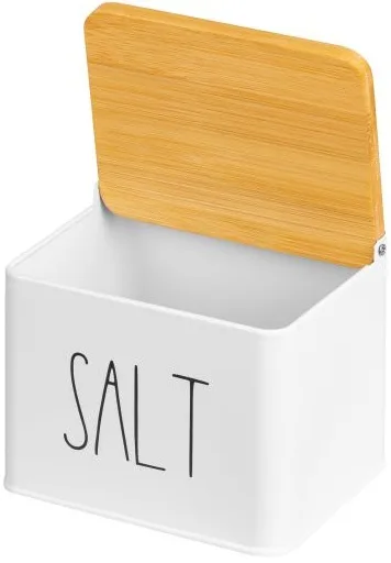 Емкость д/хранения "SALT" 1,5 л, с деревянной крышкой, белая 240313