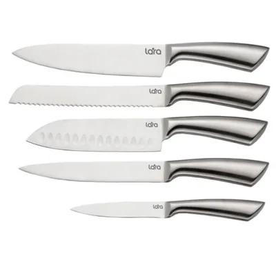 Набор ножей 5 шт LARA кухонный,нарезки, универс, сантоку, хлебный, литая сталь LR05-66