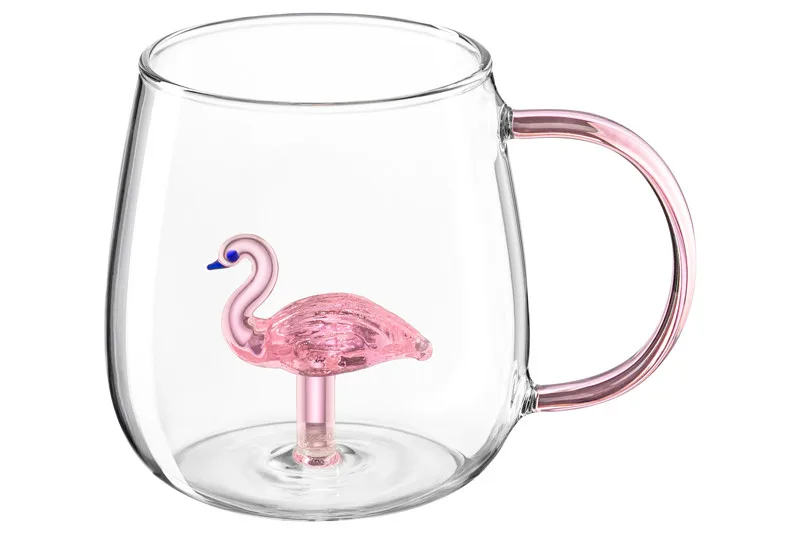 Кружка "Crystal glass" - Фламинго 450 мл, боросиликатное стекло 360191
