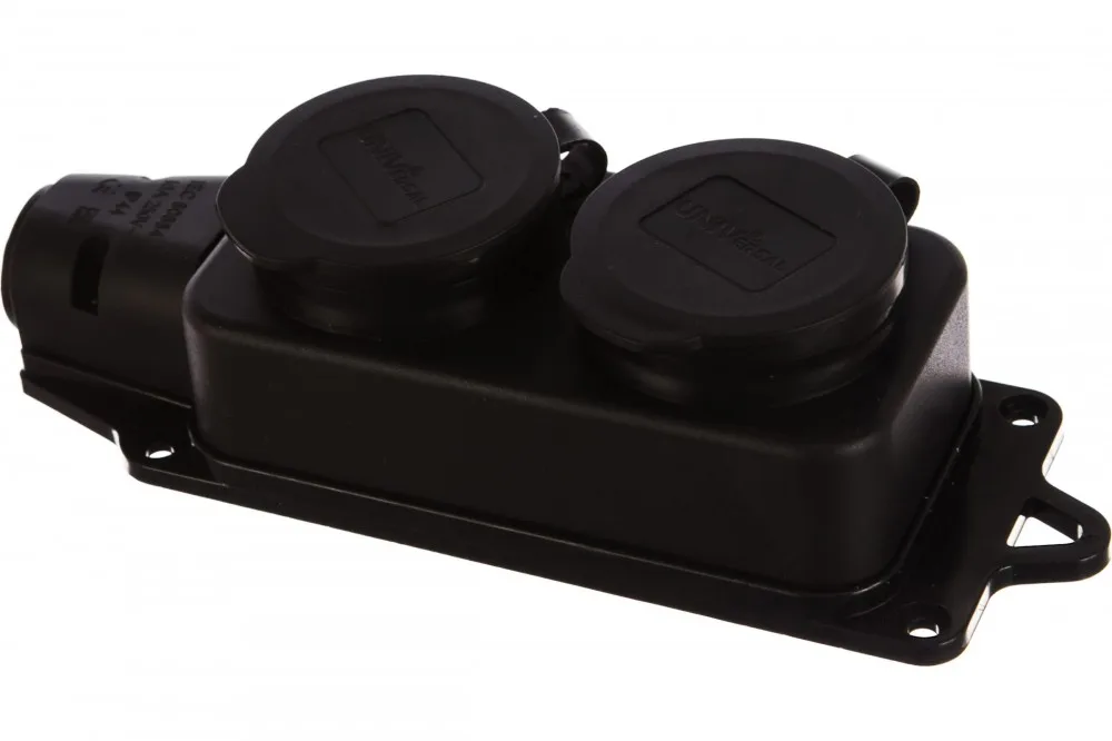 Колодка каучук 2 роз 16А IP44 250В UNIVersal 1027